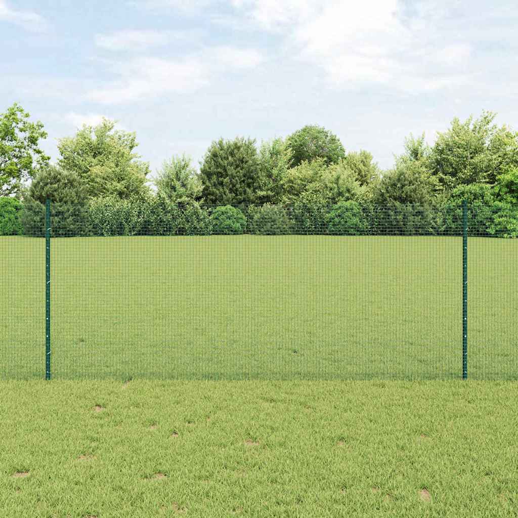 Geschweißter Drahtzaun mit Pfosten 50 x 1 m Grün Netz