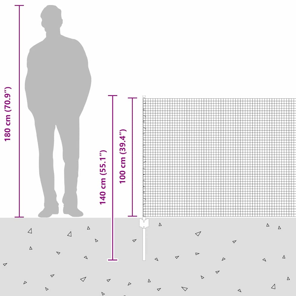 Geschweißter Drahtzaun mit Pfosten 50 x 1 m Grün Netz