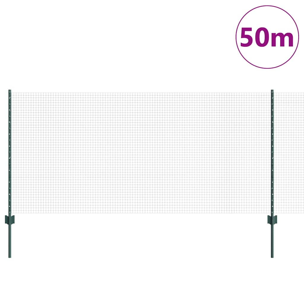 Schweißdrahtzaun mit Pfosten 50 x 1 m PVC-beschichteter Stahl