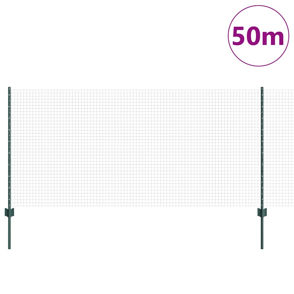 Schweißdrahtzaun mit Pfosten 50 x 1 m PVC-beschichteter Stahl