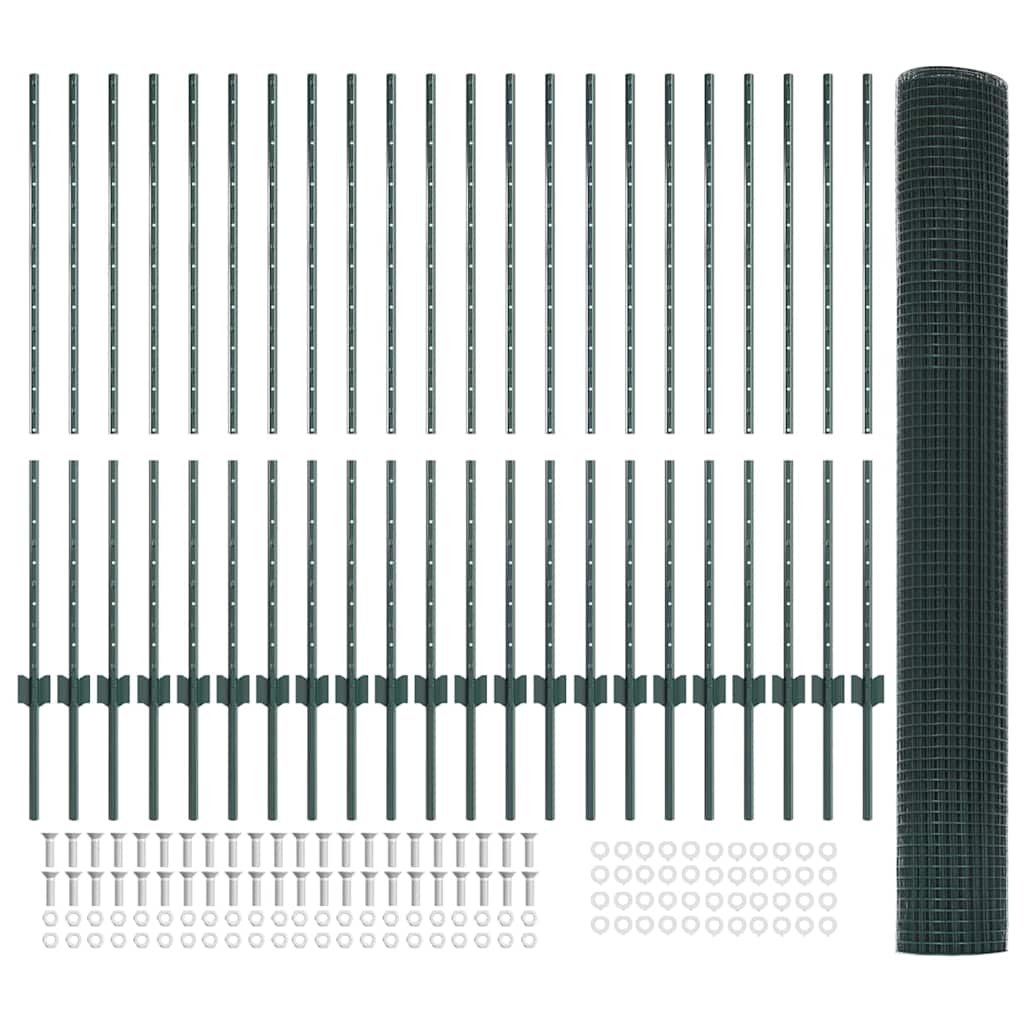 Schweißdrahtzaun mit Pfosten 50 x 1,2 m PVC-beschichteter Stahl