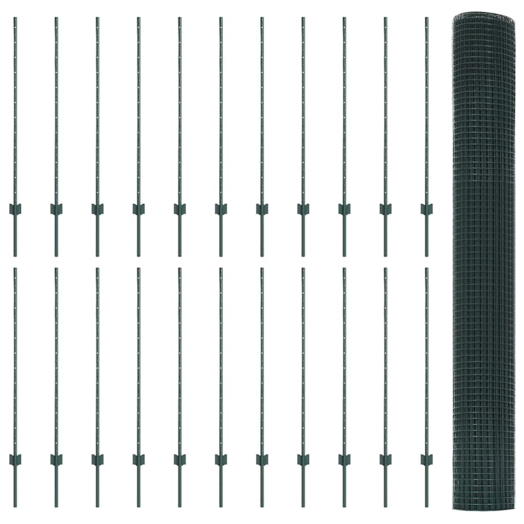 Schweißdrahtzaun mit Pfosten 50 x 1,2 m PVC-beschichteter Stahl