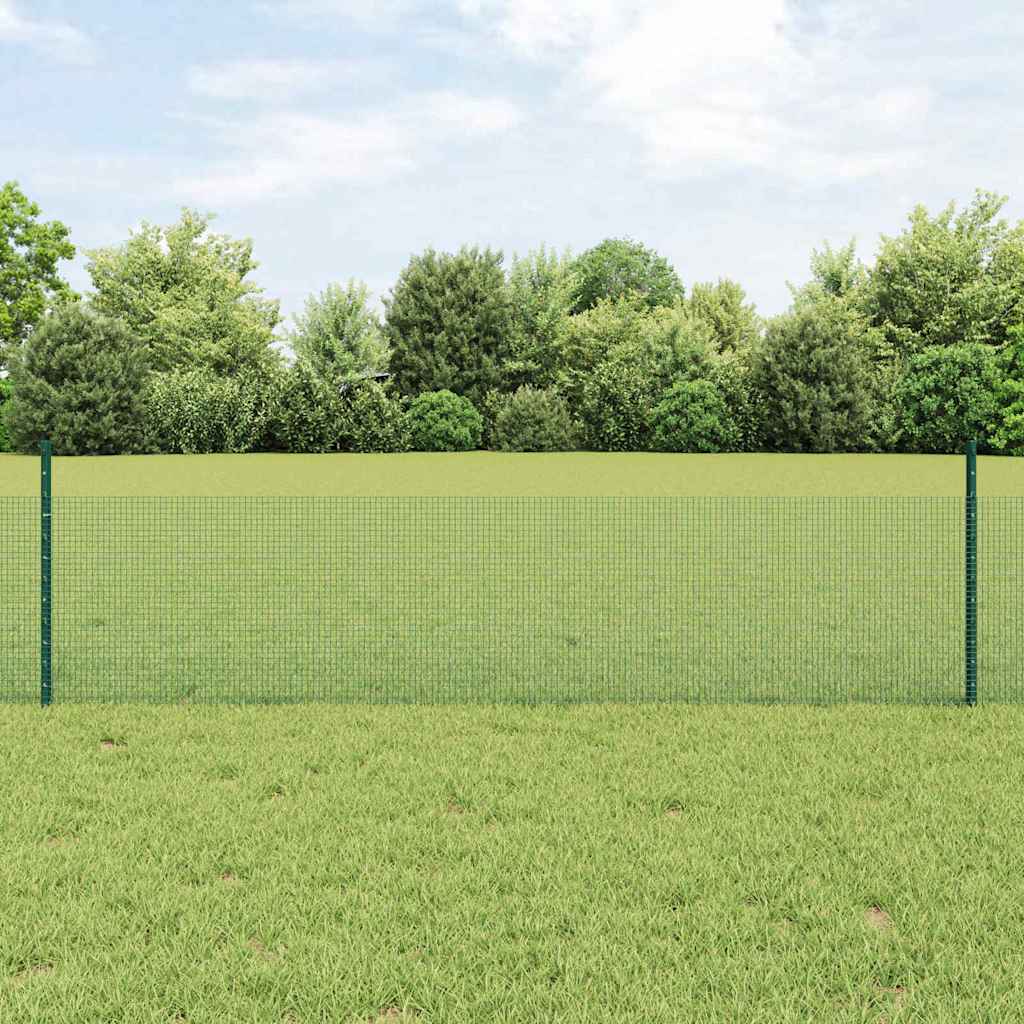 Schweißdrahtzaun mit Pfosten 100 x 0,5 m Grün Netz