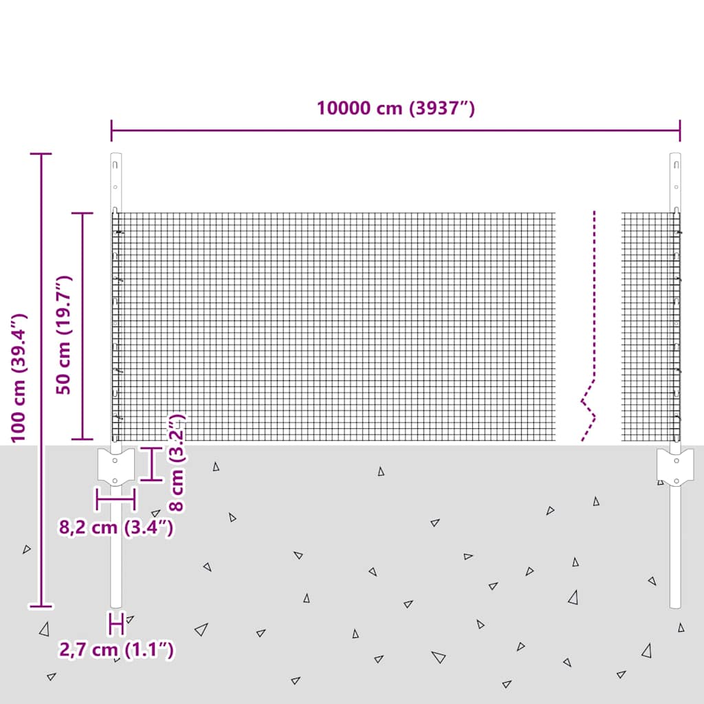 Schweißdrahtzaun mit Pfosten 100 x 0,5 m Grün Netz