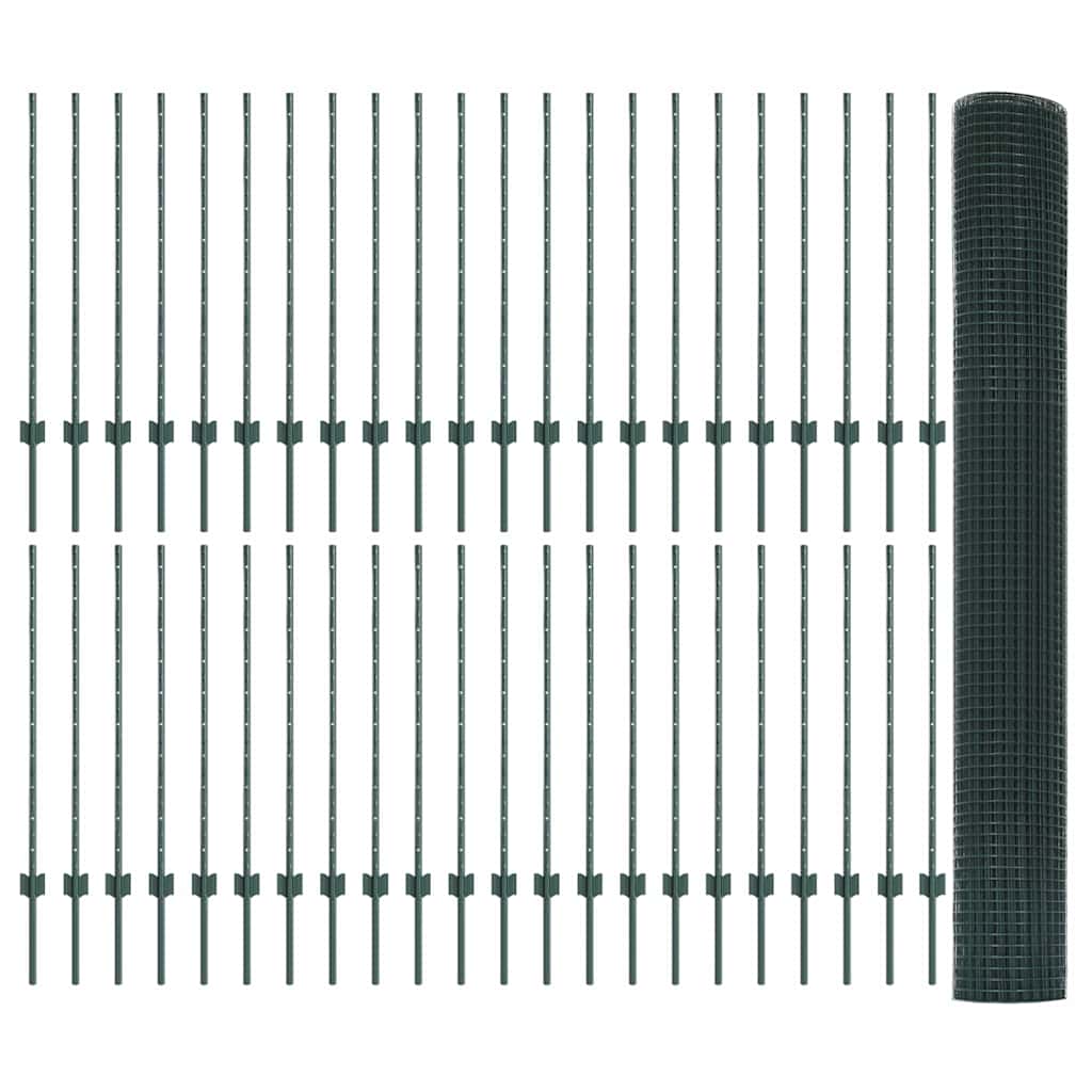 Schweißdrahtzaun mit Pfosten 100 x 1 m PVC-beschichteter Stahl