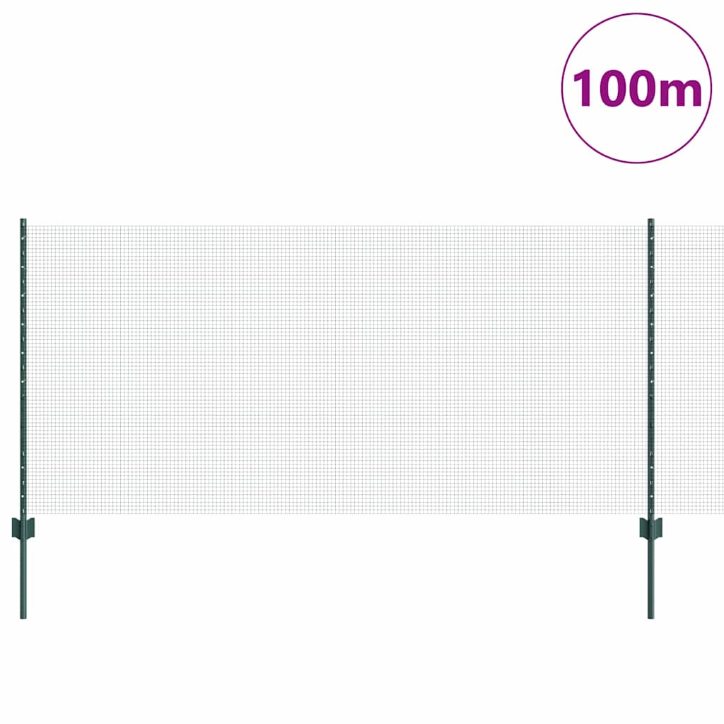 Schweißdrahtzaun mit Pfosten 100 x 1 m PVC-beschichteter Stahl