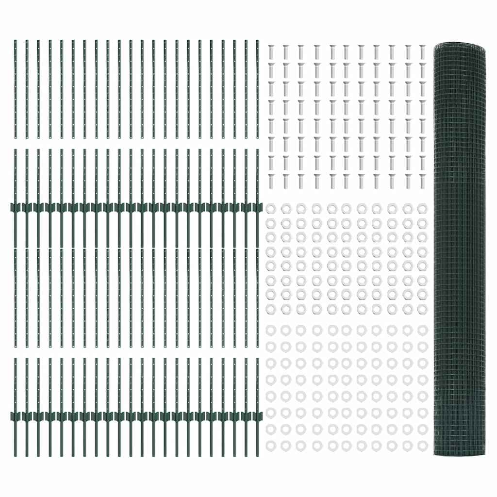 Schweißdrahtzaun mit Pfosten 100 x 1 m PVC-beschichteter Stahl