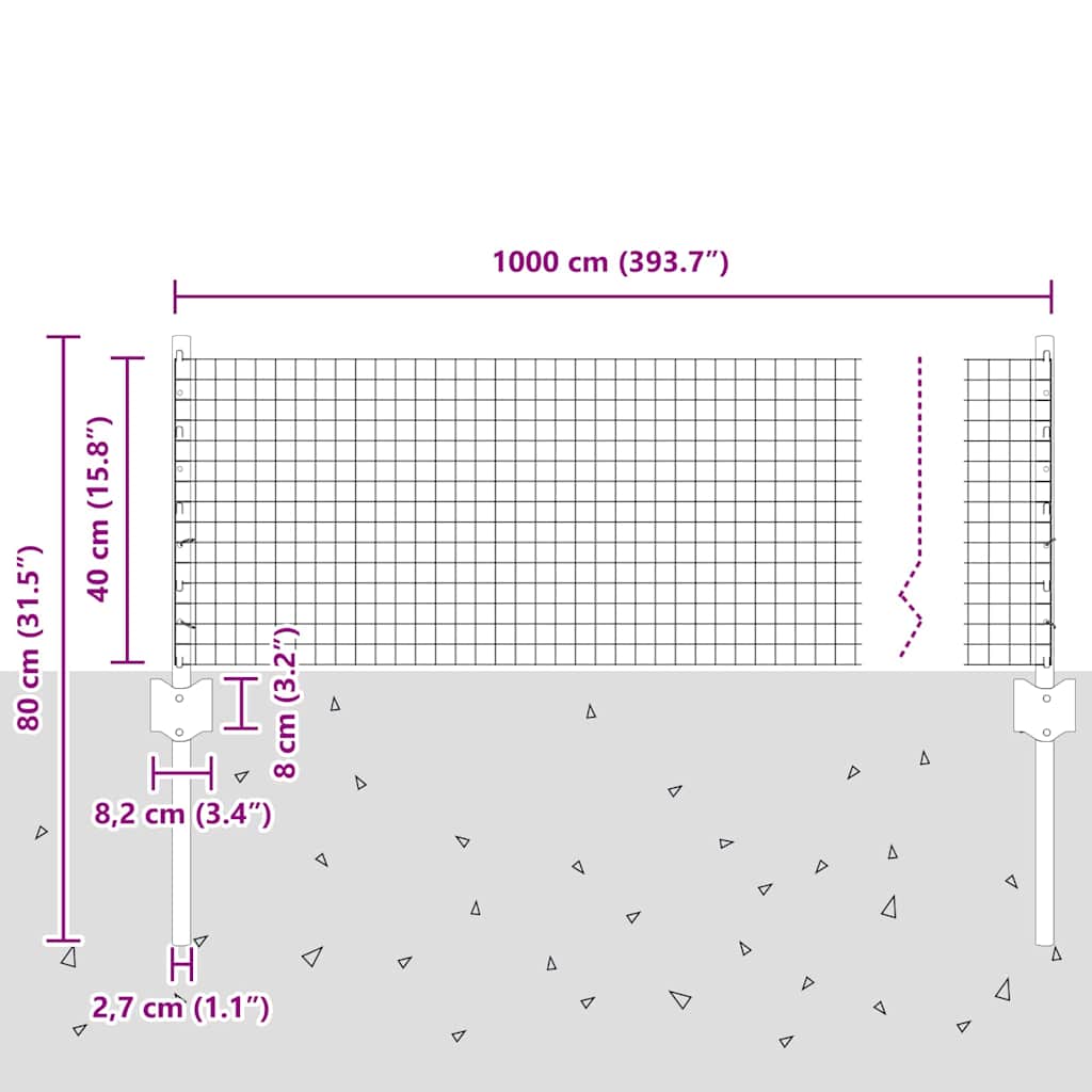 Zaun mit Pfosten Grau