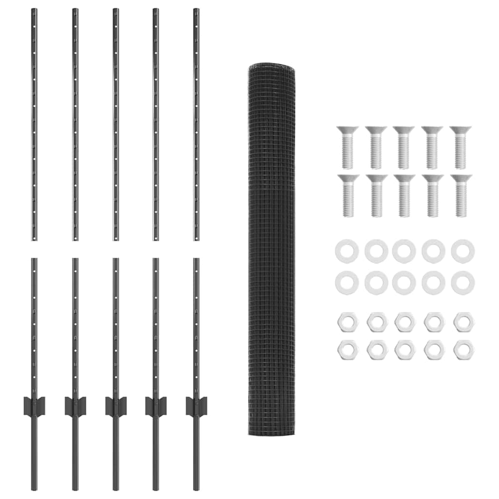 Schweißdrahtzaun mit Pfosten 10 x 1,2 m PVC-beschichteter Stahl
