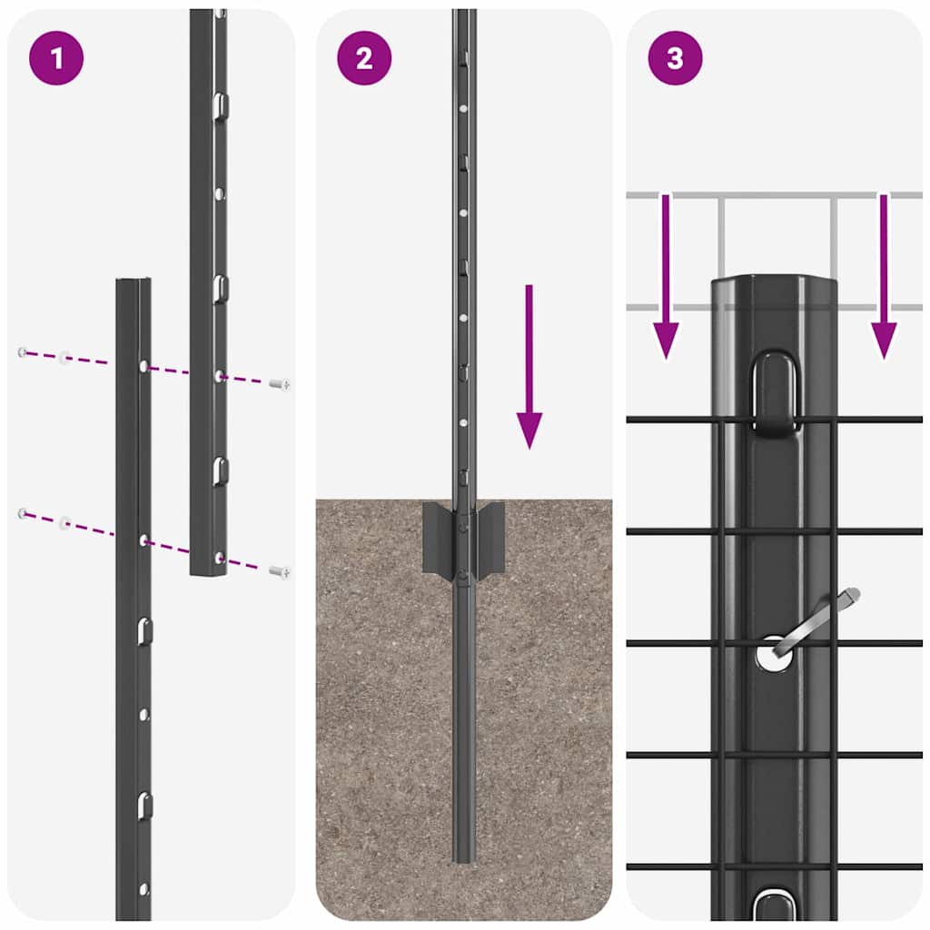 Schweißdrahtzaun mit Pfosten 10 x 1,4 m PVC-beschichteter Stahl