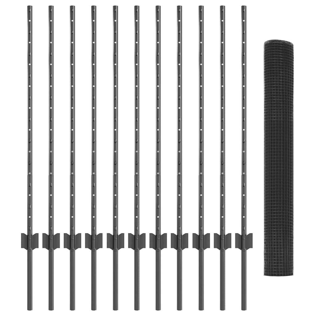 Zaun mit Pfosten Grau