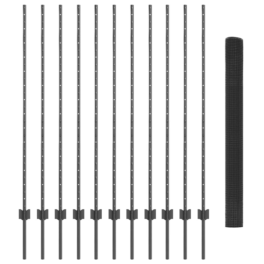 Schweißdrahtzaun mit Pfosten 25 x 1,4 m PVC-beschichteter Stahl