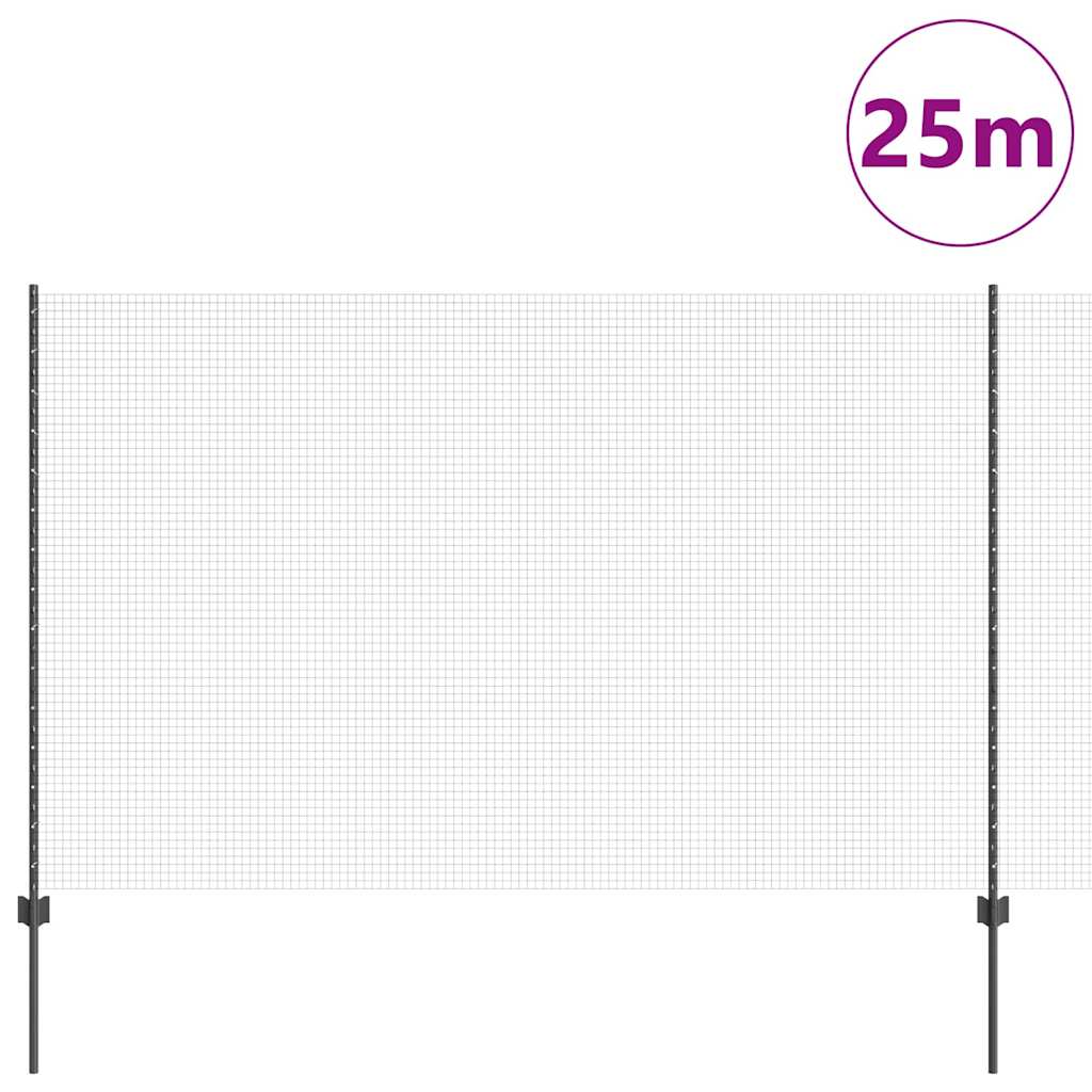 Schweißdrahtzaun mit Pfosten 25 x 1,5 m (B x H)