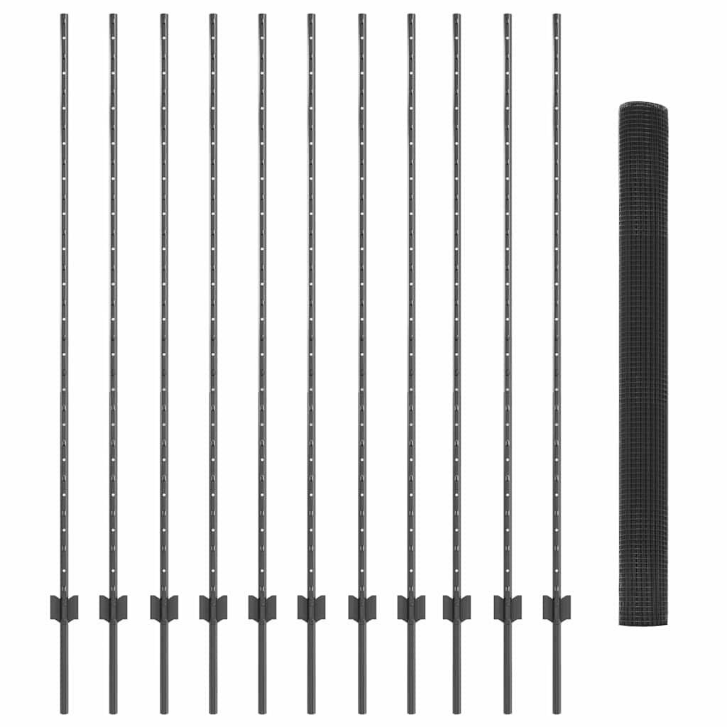 Zaun mit Pfosten Grau