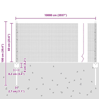 Geschweißter Drahtzaun mit Pfosten 100 x 0,6 m Grau Netz
