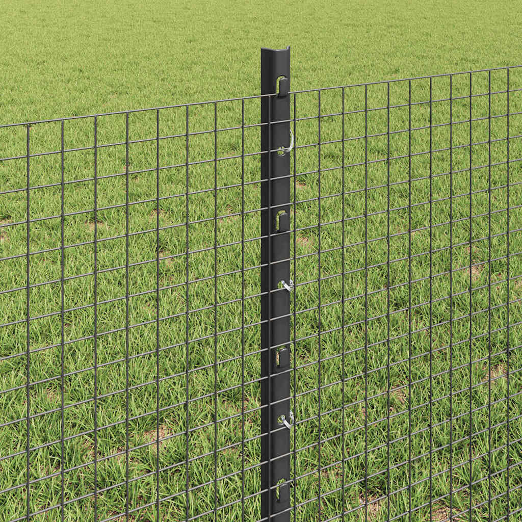 Geschweißter Drahtzaun mit Pfosten 100 x 0,6 m Grau Netz