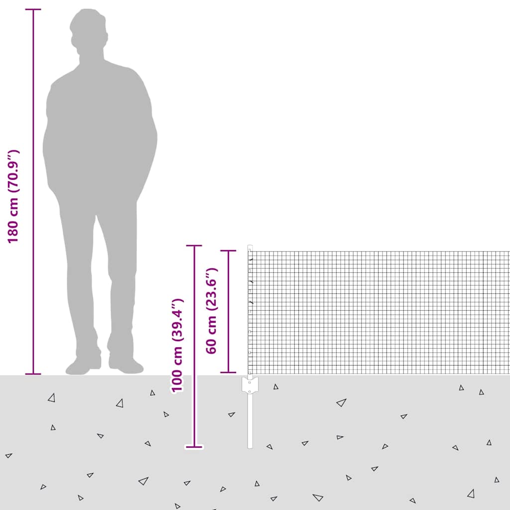 Geschweißter Drahtzaun mit Pfosten 100 x 0,6 m Grau Netz
