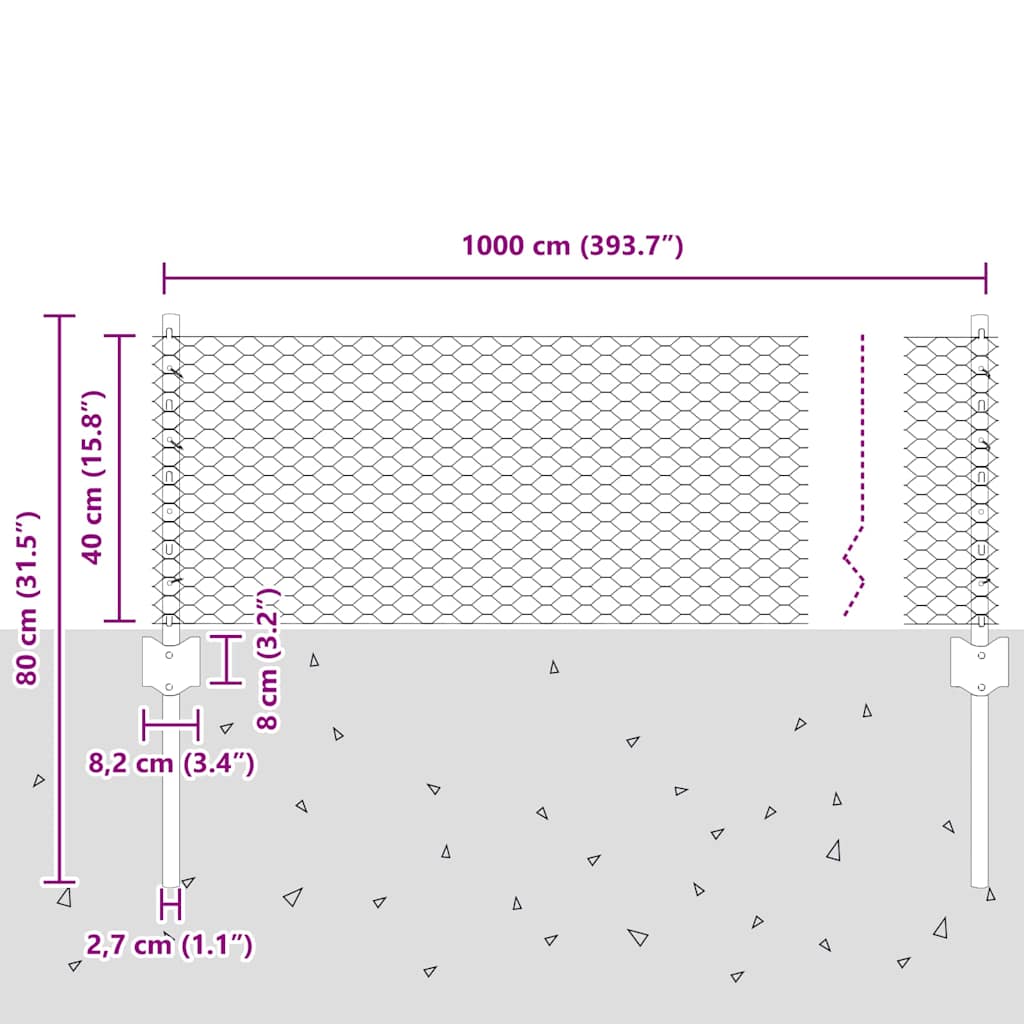 Geschweißter Drahtzaun 10 x 0,4 m (B x H)