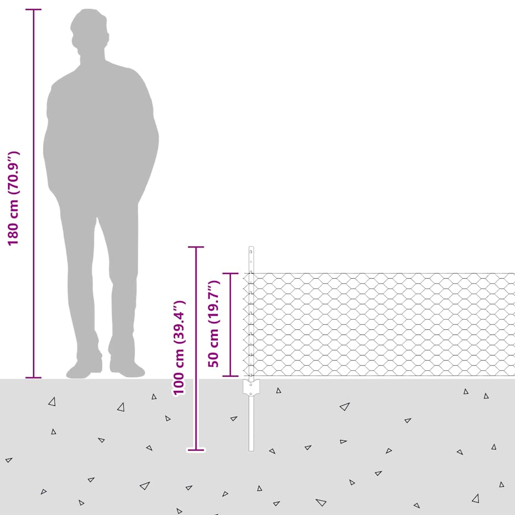 Geschweißter Drahtzaun 10 x 0,5 m (B x H)