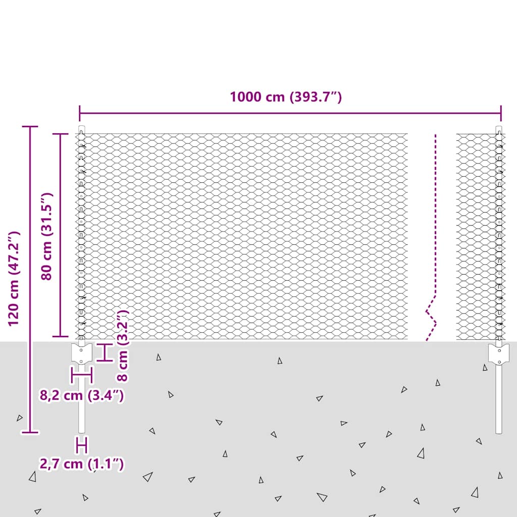Geschweißter Drahtzaun 10 x 0,8 m (B x H)