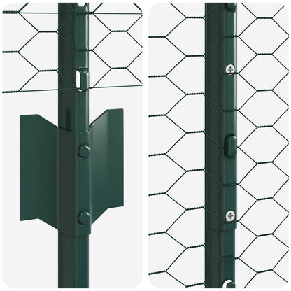 Sechseckzaun mit Pfosten 10 x 1 m PVC-beschichteter Stahl Grün