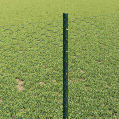 Sechseckzaun mit Pfosten 10 x 1 m PVC-beschichteter Stahl Grün