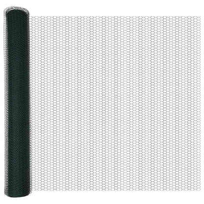 Sechseckzaun mit Pfosten 10 x 1 m PVC-beschichteter Stahl Grün