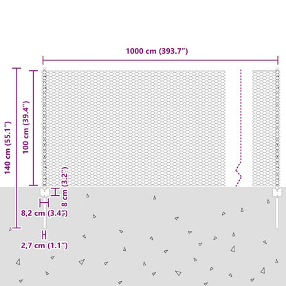 Sechseckzaun mit Pfosten 10 x 1 m PVC-beschichteter Stahl Grün