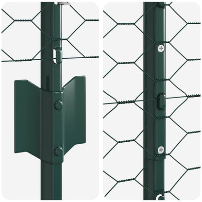 Sechseckzaun mit Pfosten 10 x 1 m PVC-beschichteter Stahl Grün