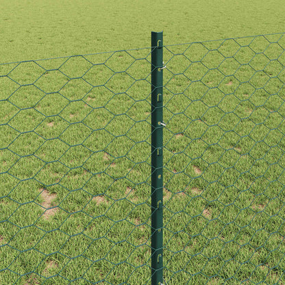 Sechseckzaun mit Pfosten 10 x 1 m PVC-beschichteter Stahl Grün