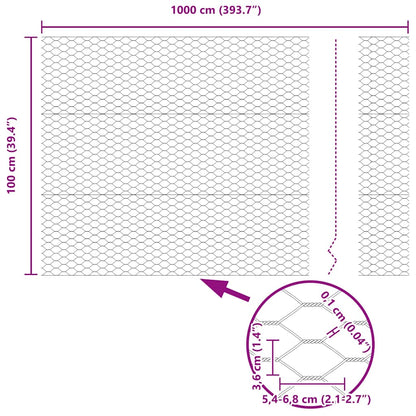 Sechseckzaun mit Pfosten 10 x 1 m PVC-beschichteter Stahl Grün