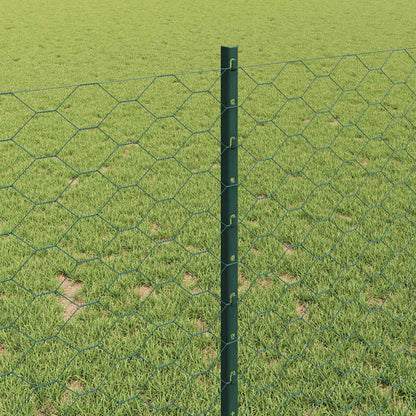 Sechseckzaun mit Pfosten 10 x 1 m PVC-beschichteter Stahl Grün