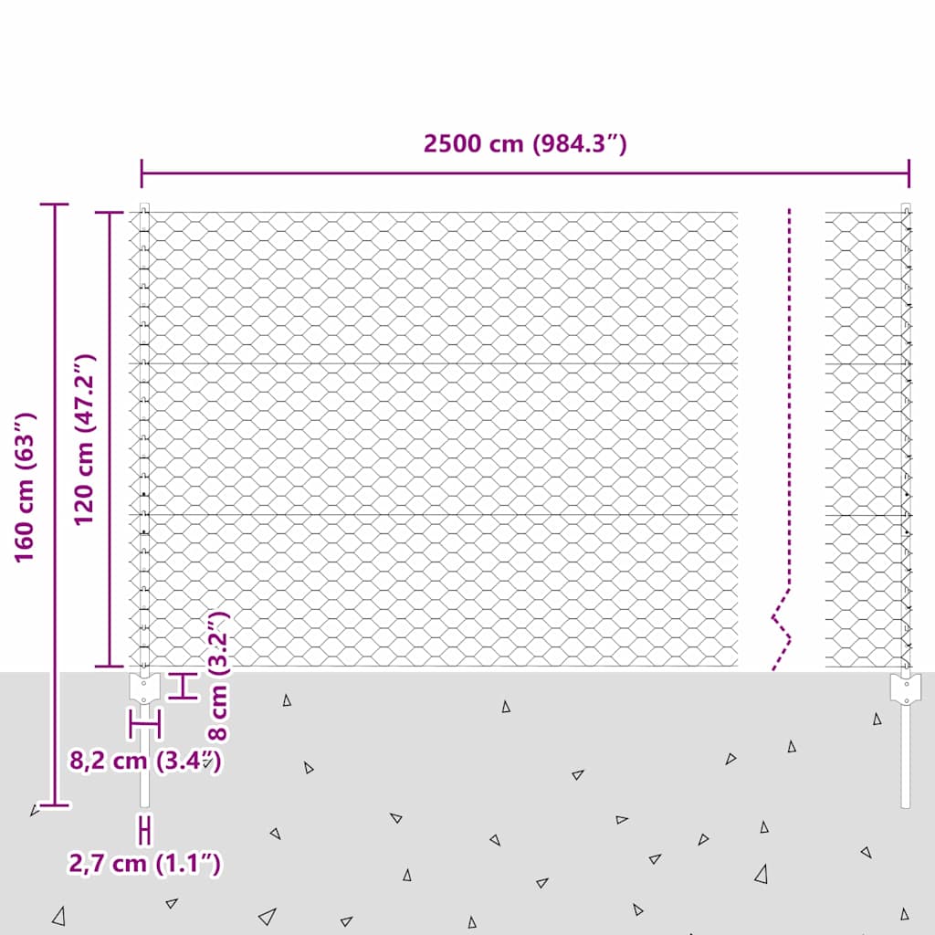 Geschweißter Drahtzaun 25 x 1,2 m (B x H)