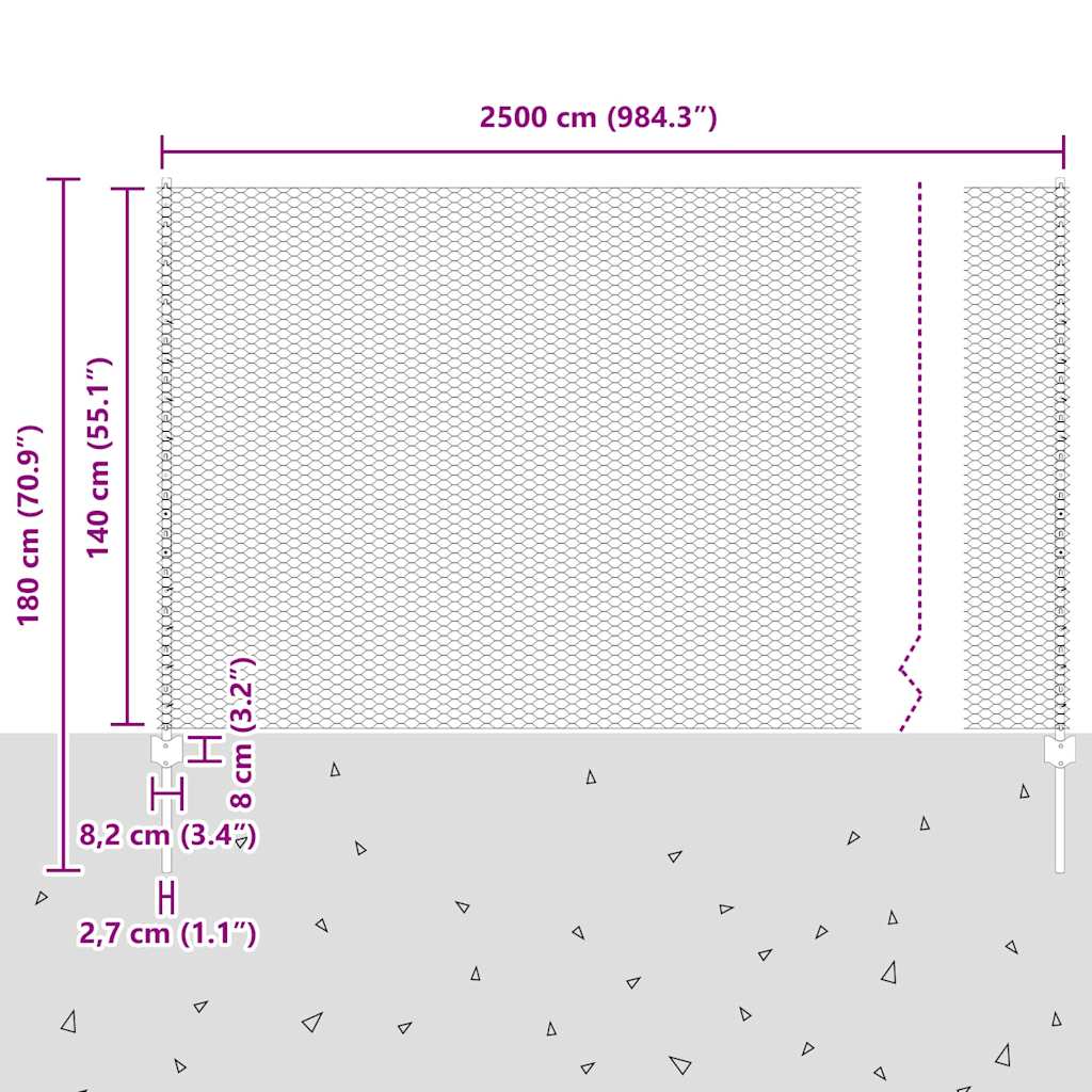 Geschweißter Drahtzaun 25 x 1,4 m (B x H)