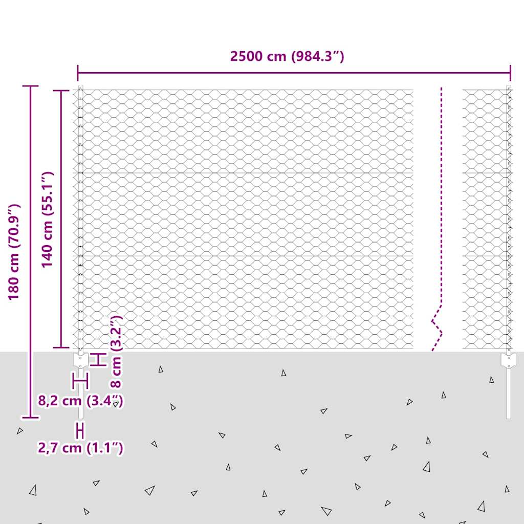 Geschweißter Drahtzaun 25 x 1,4 m (B x H)