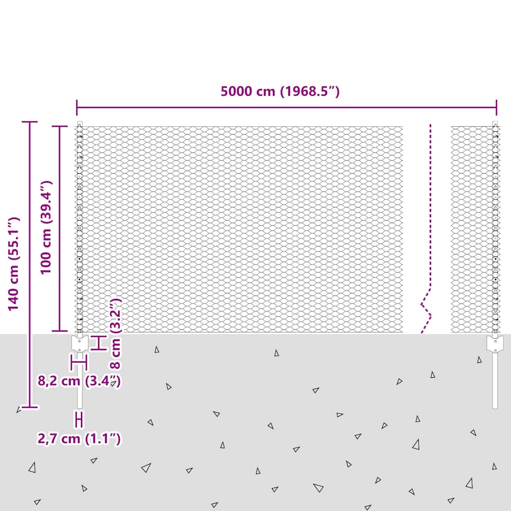 Geschweißter Drahtzaun 50 x 1 m (B x H) PVC-beschichteter Stahl