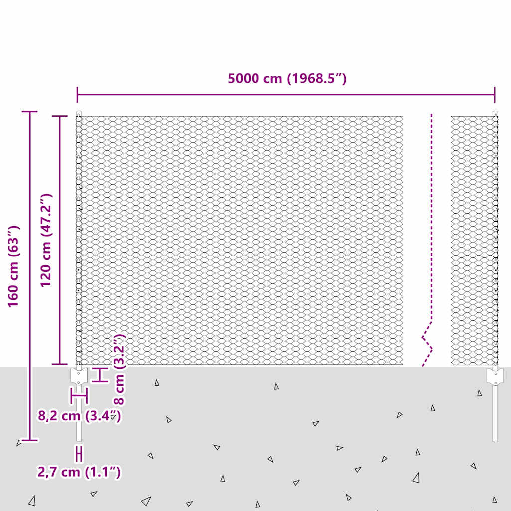Geschweißter Drahtzaun 50 x 1,2 m (B x H)