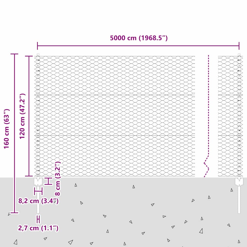 Geschweißter Drahtzaun 50 x 1,2 m (B x H)