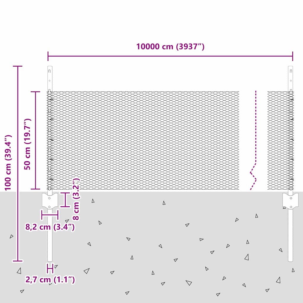 Geschweißter Drahtzaun 100 x 0,5 m (B x H)