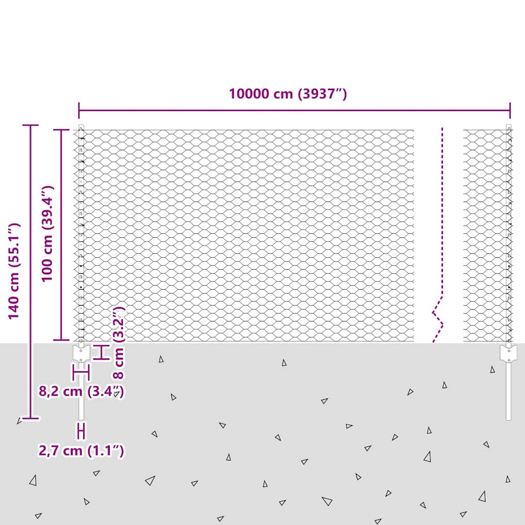 Geschweißter Drahtzaun 100 x 1 m (B x H)