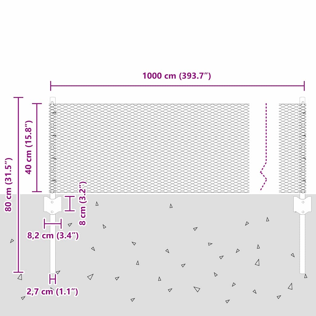 Geschweißter Drahtzaun 10 x 0,4 m (B x H)