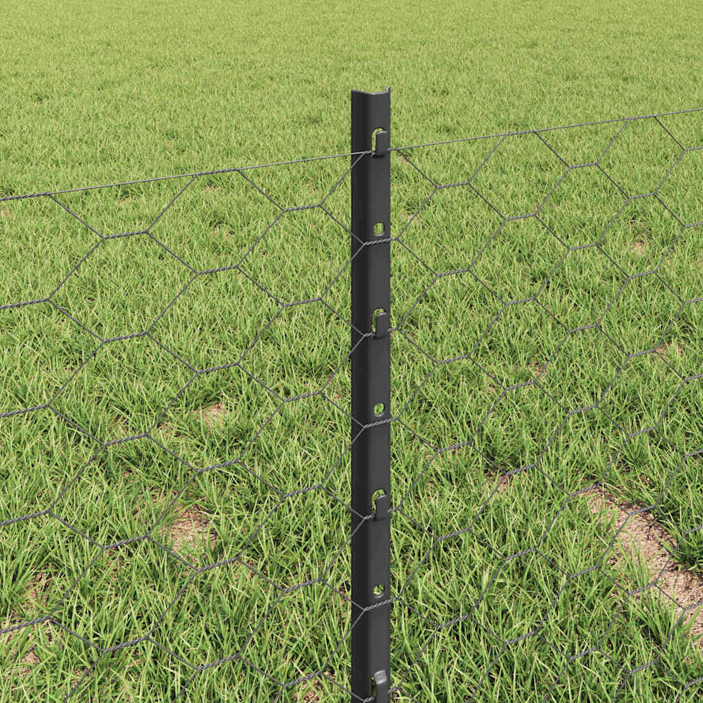 Sechseckzaun mit Pfosten 10 x 0,4 m PVC-beschichteter Stahl