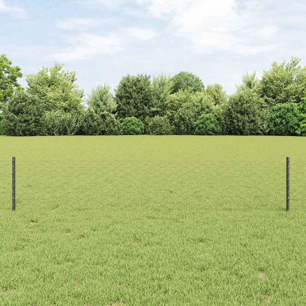 Sechseckzaun mit Pfosten 10 x 0,4 m PVC-beschichteter Stahl
