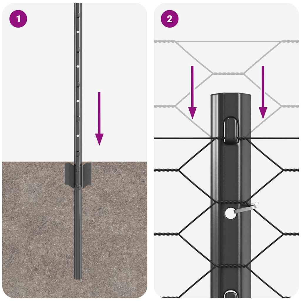 Sechseckzaun mit Pfosten 10 x 0,4 m PVC-beschichteter Stahl