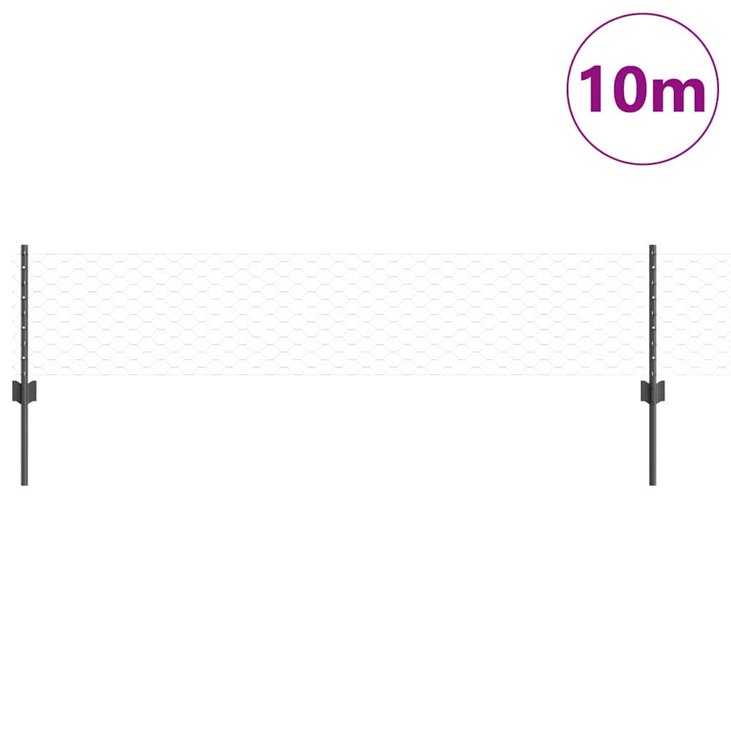 Sechseckzaun mit Pfosten 10 x 0,4 m PVC-beschichteter Stahl