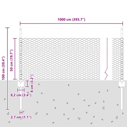 Sechseckzaun mit Pfosten 10 x 0,5 m PVC-beschichteter Stahl