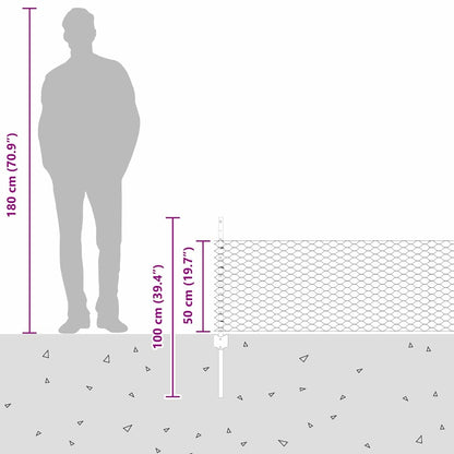 Sechseckzaun mit Pfosten 10 x 0,5 m PVC-beschichteter Stahl