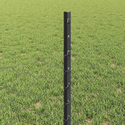 Sechseckzaun mit Pfosten 10 x 0,5 m PVC-beschichteter Stahl