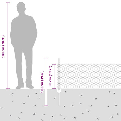 Sechseckzaun mit Pfosten 10 x 0,5 m PVC-beschichteter Stahl