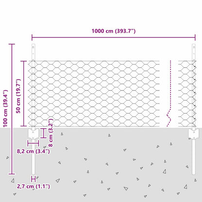Sechseckzaun mit Pfosten 10 x 0,5 m PVC-beschichteter Stahl